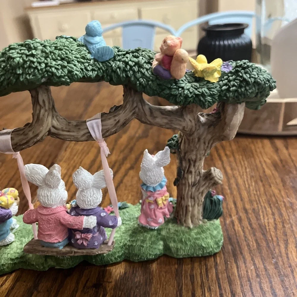 Vintage Easter Swinging Bunnys By Artist/Designer Sculped and Designed By Jaimy